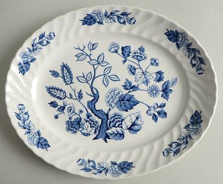 Indian Tree Blue 11" Oval Serving Platter