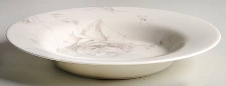 Etched Rose Large Rim Soup Bowl