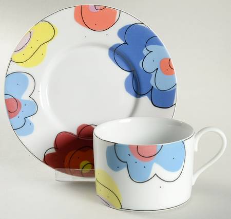 Flowers Flat Cup & Saucer Set