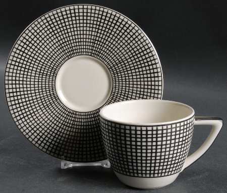 Graph Black Flat Cup & Saucer Set