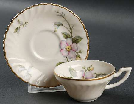 Apple Blossom Flat Demitasse Cup & Saucer Set