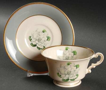 Avalon (Gold Trim) Footed Cup & Saucer Set