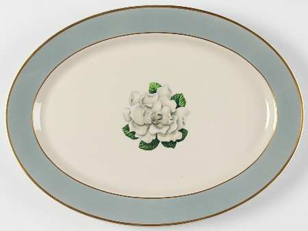 Avalon (Gold Trim) 14" Oval Serving Platter