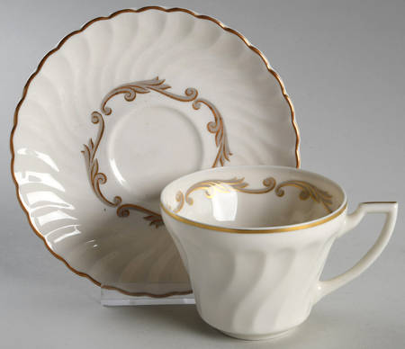 Baroque Gray Flat Cup & Saucer Set