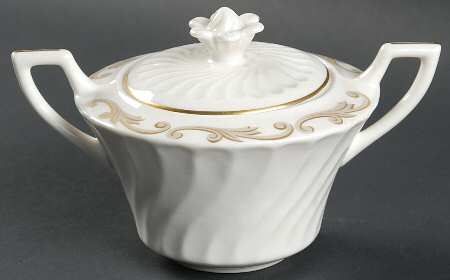 Baroque Gray Sugar Bowl & Lid by Syracuse