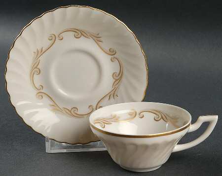 Baroque Gray Flat Demitasse Cup & Saucer Set