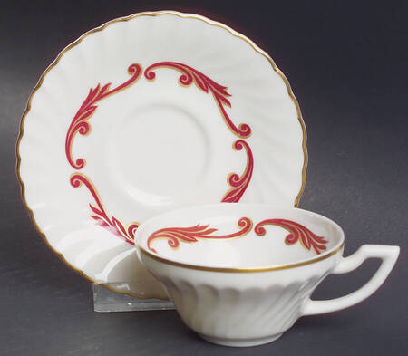 Baroque Maroon Flat Demitasse Cup & Saucer Set