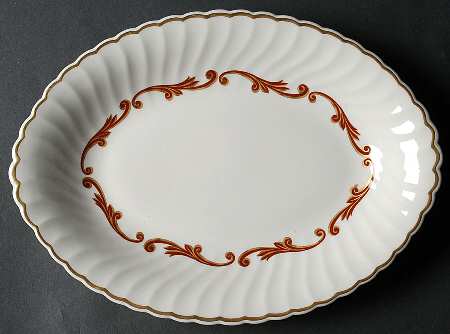 Baroque Maroon 11" Oval Serving Platter