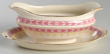 Betsy Ross Pink Gravy Boat with Attached Underplate