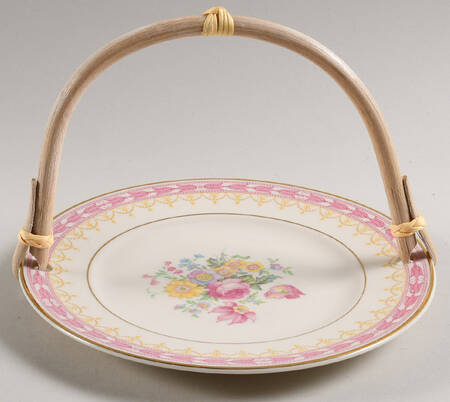 Betsy Ross Pink 5 3/8"-5 5/8" Bamboo Handled Serving Plate  HC