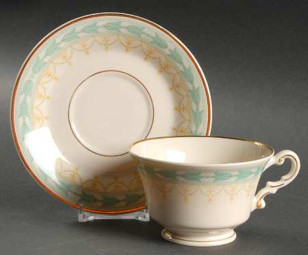 Betsy Ross Turquoise Footed Cup & Saucer Set