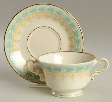 Betsy Ross Turquoise Footed Bouillon Cup & Saucer