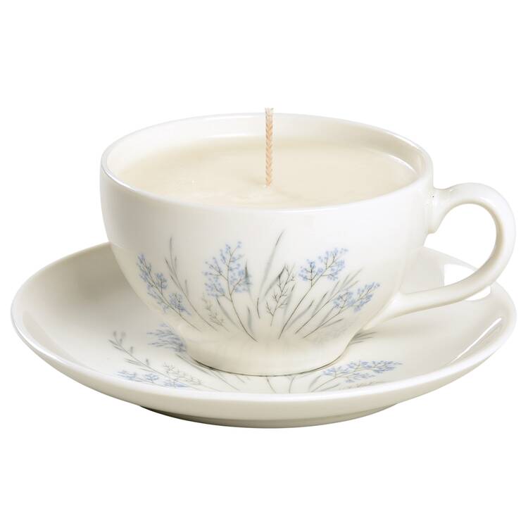 Blue Grass Scented Cup & Saucer Candle-Ocean  HC