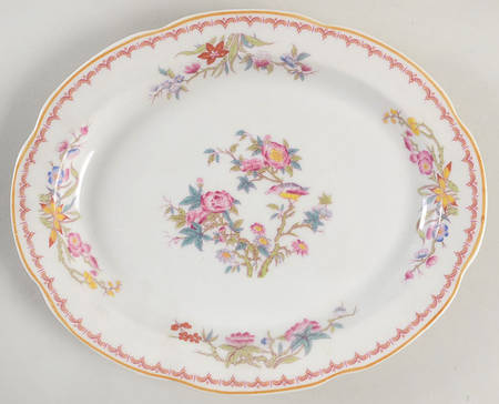 Bombay (Yellow Trim, White Body) 9" Oval Serving Platter by Syracuse