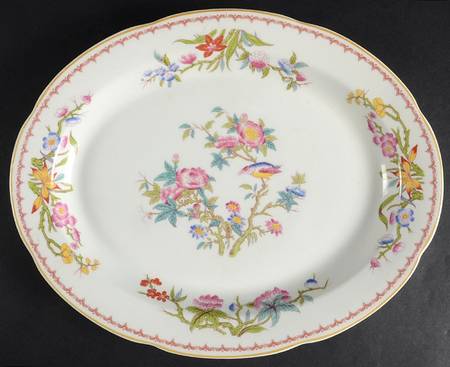 Bombay (Yellow Trim, White Body) 13" Oval Serving Platter