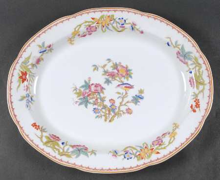 Bombay (Yellow Trim, White Body) 14" Oval Serving Platter