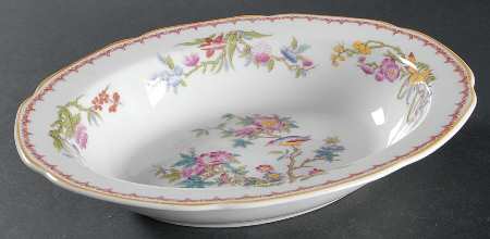 Bombay (Yellow Trim, White Body) 9" Oval Vegetable Bowl