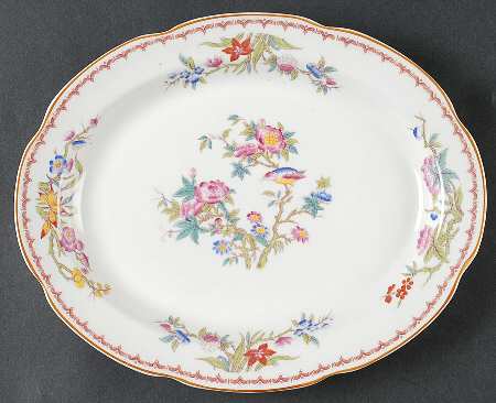Bombay (Yellow Trim, White Body) 11" Oval Serving Platter