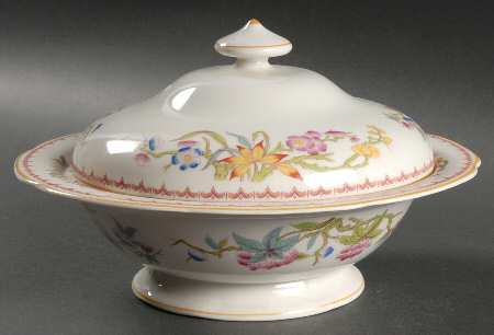 Bombay (Yellow Trim, White Body) Round Covered Vegetable