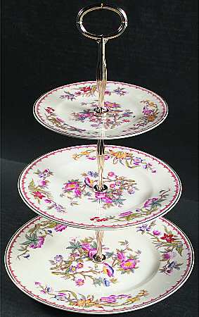 Bombay (Gold Trim) 13 7/8"-14 1/4" 3-Tiered Serving Tray(DP,SP,BB) HC