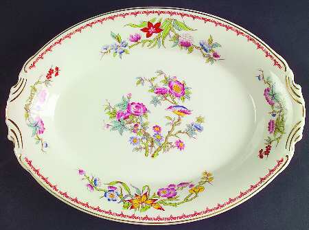 Bombay (Gold Trim) 12" Oval Serving Platter