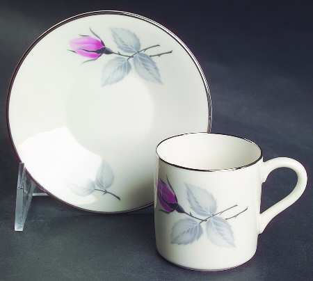 Bridal Rose Flat Demitasse Cup & Saucer Set