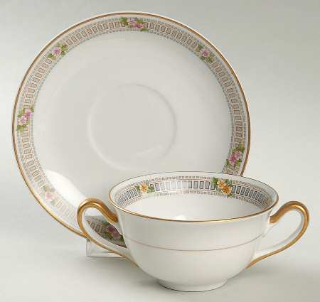 Briar Rose Flat Bouillon Cup & Saucer