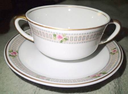 Briar Rose Flat Bouillon Cup & Saucer