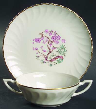 China Spring Flat Cream Soup Bowl & Saucer Set