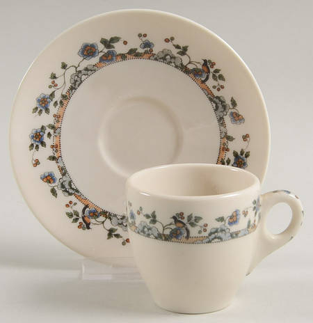 Cloisonne Flat Demitasse Cup & Saucer Set by Syracuse