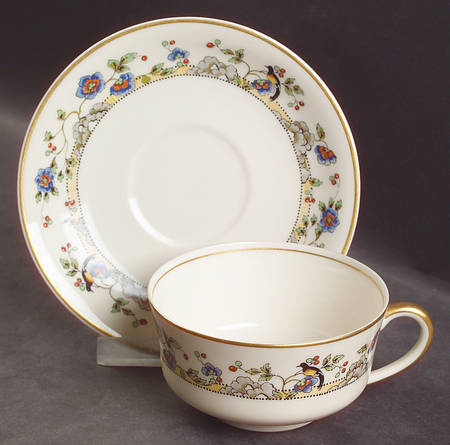 Cloisonne Flat Cup & Saucer Set