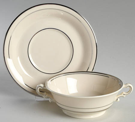 Columbia Footed Cream Soup Bowl & Saucer Set