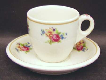 Colonial (Restaurant, Old Ivory) Flat Demitasse Cup & Saucer Set