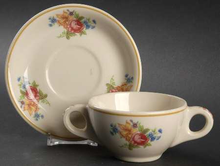 Colonial (Restaurant, Old Ivory) Flat Bouillon Cup & Saucer