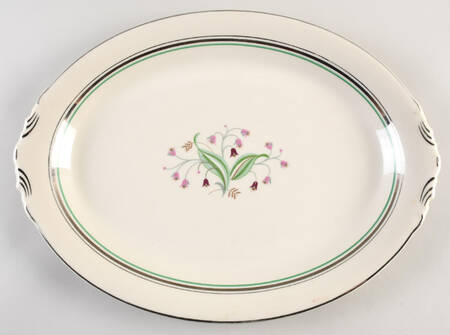 Coralbel (Virginia Shape, Platinum Trim) 16" Oval Serving Platter by Syracuse
