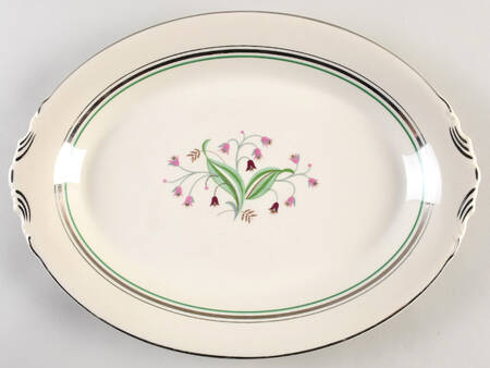 Coralbel (Virginia Shape, Platinum Trim) 14" Oval Serving Platter