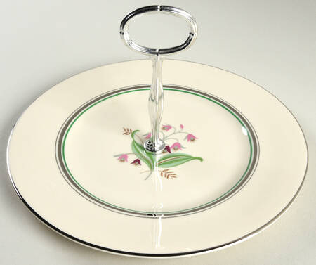 Coralbel (Virginia Shape, Platinum Trim) Round Serving Plate with Center Handle (Dp) Hc