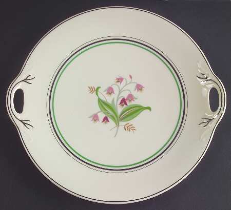 Coralbel (Virginia Shape, Platinum Trim) Handled Cake Plate