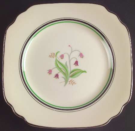 Coralbel (Virginia Shape, Platinum Trim) Square Salad Plate