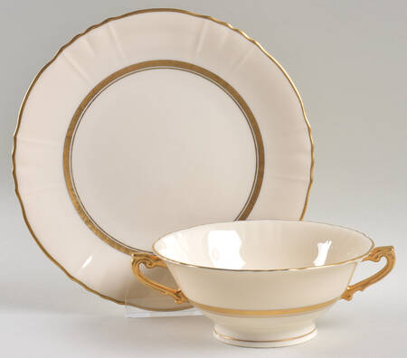 Cornwall Footed Cream Soup Bowl & Saucer Set