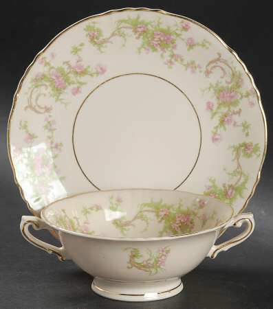 Dearborn Footed Cream Soup Bowl & Saucer Set