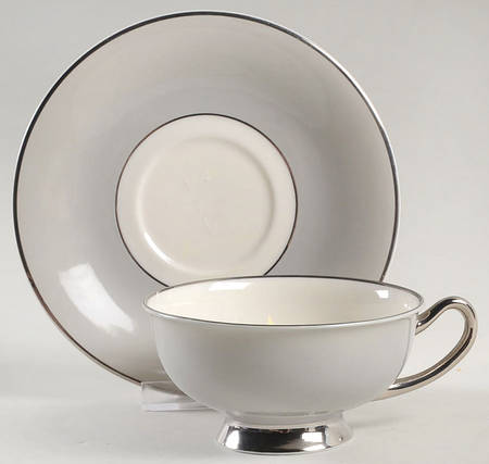 Debutante Gray Footed Cup & Saucer Set