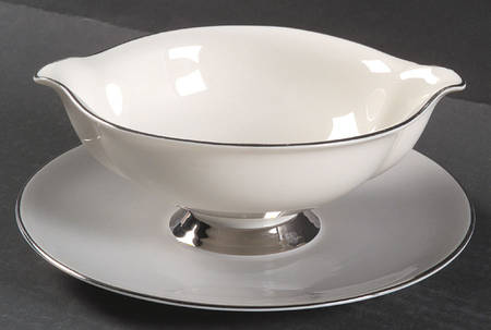 Debutante Gray Gravy Boat with Attached Underplate