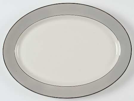 Debutante Gray 14" Oval Serving Platter by Syracuse