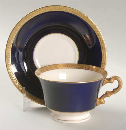 Diane Cobalt Blue Band Footed Cup & Saucer Set