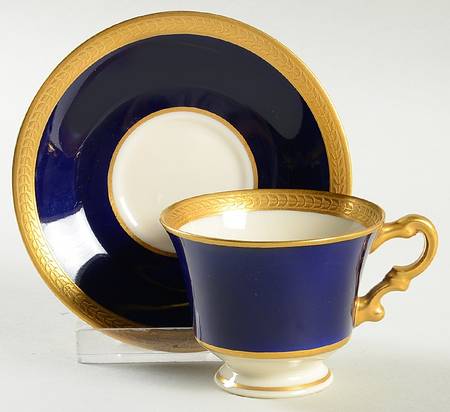 Diane Cobalt Blue Band Footed Demitasse Cup & Saucer Set