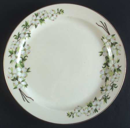 Dogwood (Gold Trim) 12" Chop Plate (Round Platter)