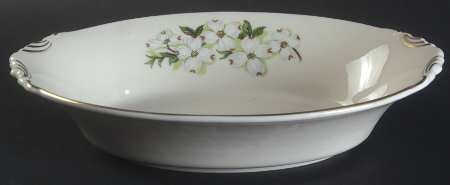 Dogwood (Gold Trim) 10" Oval Vegetable Bowl