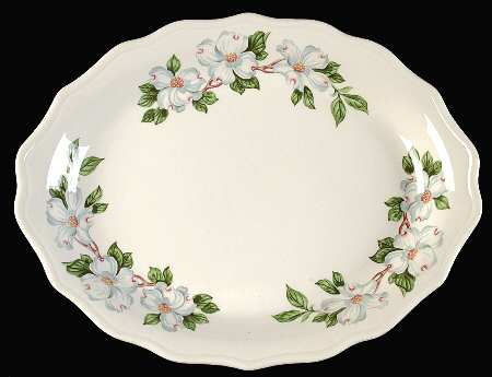 Dogwood (Restaurant, Scalloped, No Trim) 12" Oval Serving Platter