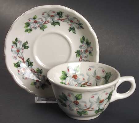 Dogwood (Restaurant, Scalloped, No Trim) Flat Cup & Saucer Set